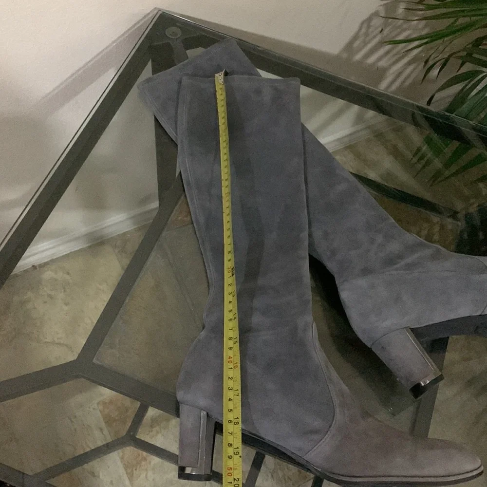 STUART WEITZMAN Suede Metal trim Heel Boots - Picture 11 of 14